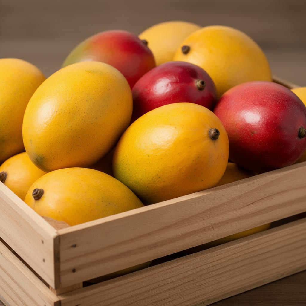 Fresh mangos in wholesale crate — South American mango supplier